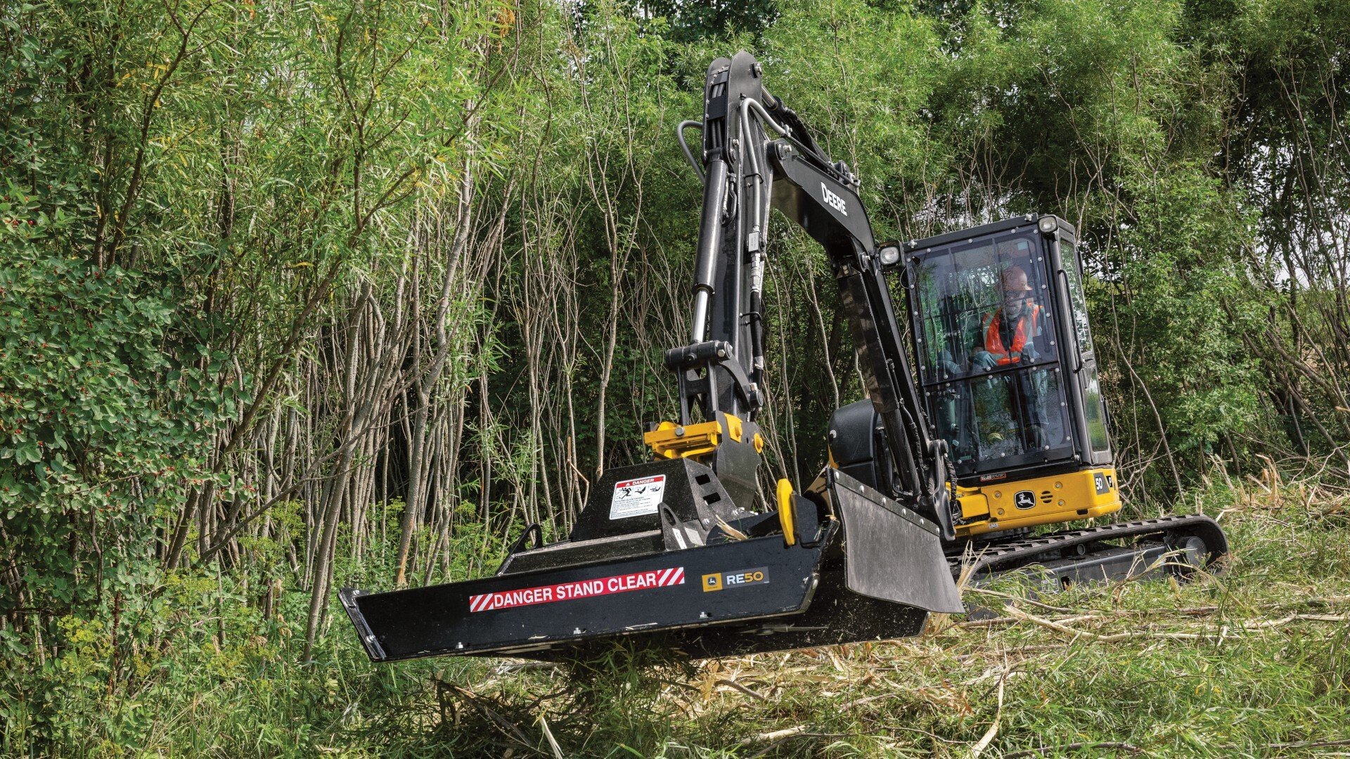 50G John Deere Compact Excavator with mower attachement for large brush