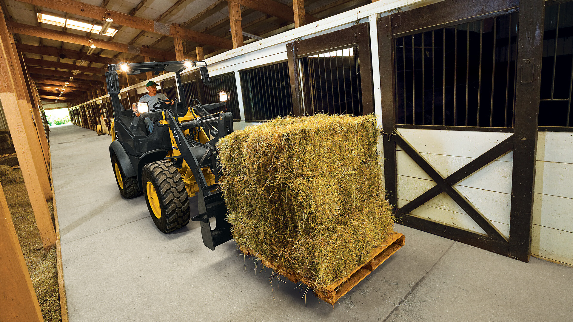 John Deere Wheel Loader with Fork Attachment