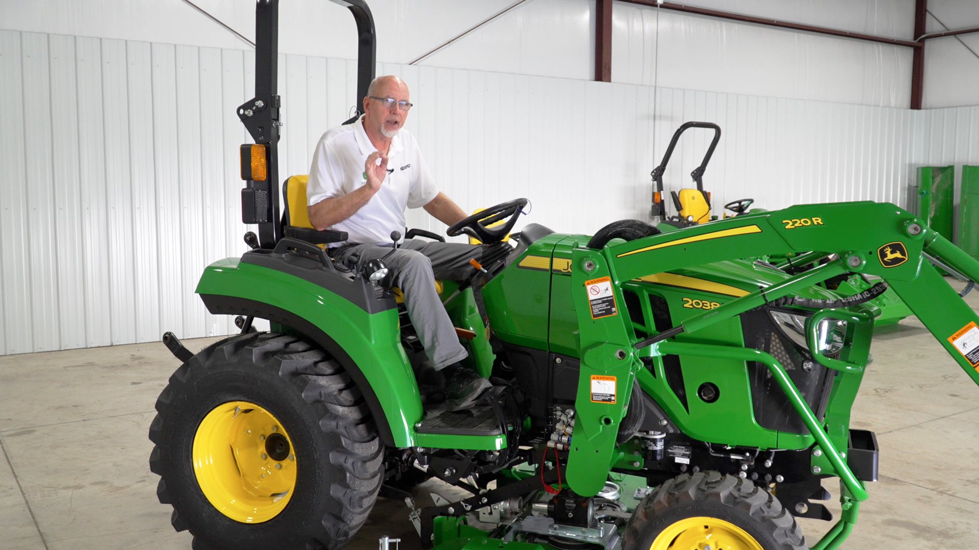 John-Deere-2038-Utility-Tractor-Demonstrations-with-Mower-Deck-and-Front-Loader