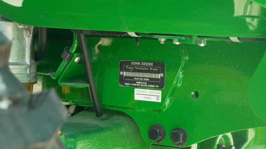 location of product identification number on john deere