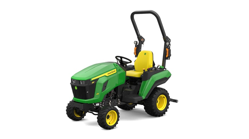 John Deere 1M 25 compact utility tractor, front left view