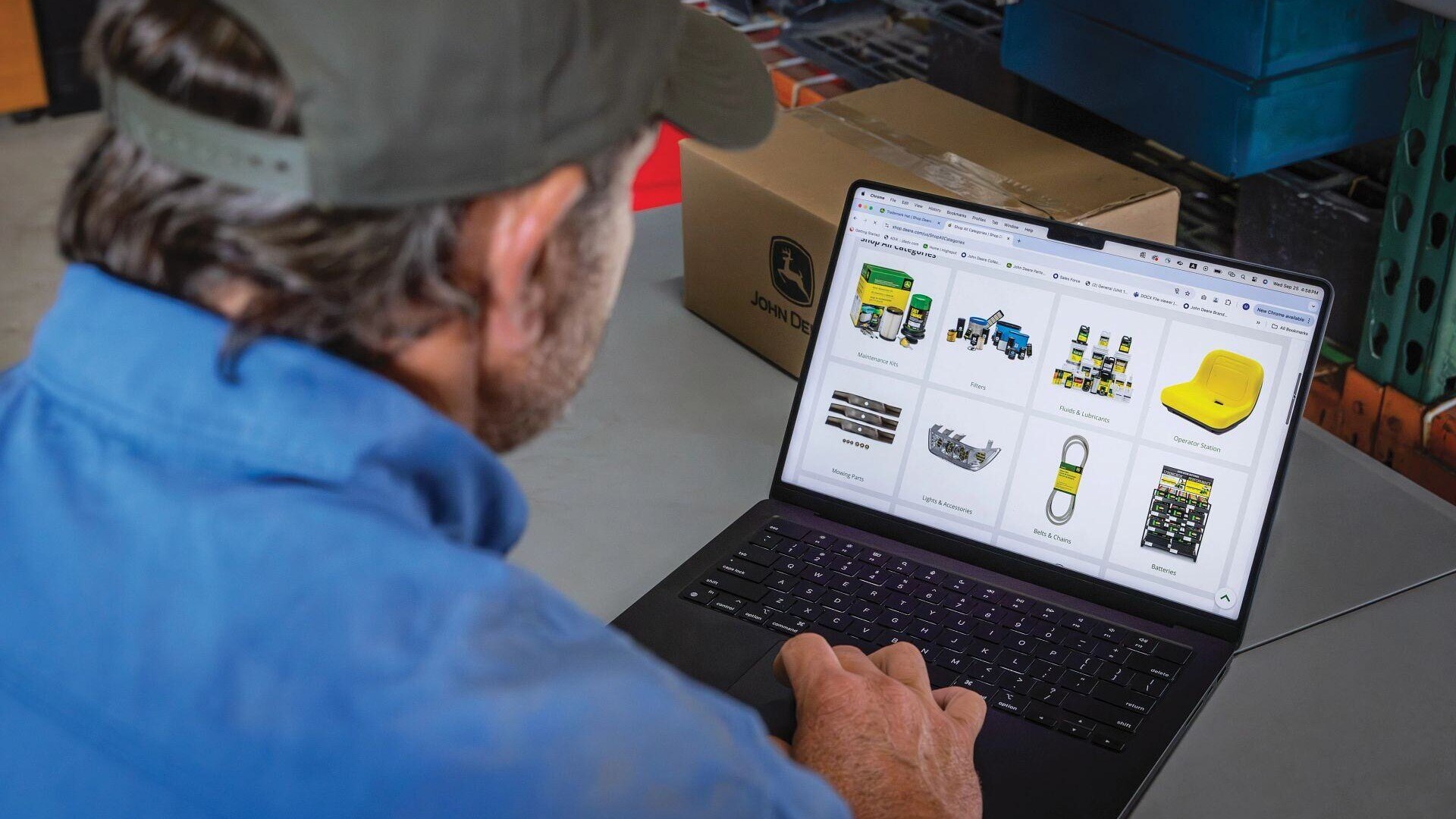 Man browsing online parts 